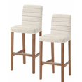 thumbnail image 1 of Beige Wood Grain Bar Stool Covers Set of 2, Rustic Retro Wooden Plank Farmhouse Stretch Washable Bar Chair Covers with Backs, Removable Pub Counter Height Chair Cover for Kitchen Dining Room Cafe, 1 of 7