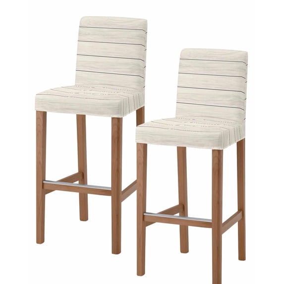 Beige Wood Grain Bar Stool Covers Set of 2, Rustic Retro Wooden Plank Farmhouse Stretch Washable Bar Chair Covers with Backs, Removable Pub Counter Height Chair Cover for Kitchen Dining Room Cafe