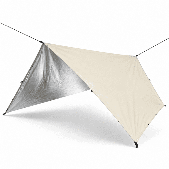 Beige X-Large Waterproof Ripstop Camping Tarp Rain Fly for Hiking and Outdoor Adventures