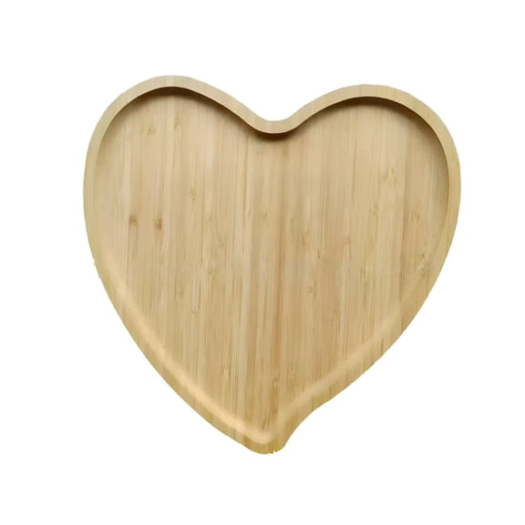 Beige XL Solid Wood Heart-Shaped Serving Tray, Snack And Nut Dish With Rustic Natural Wood Grain For Coffee Table Decor, Bedroom Accent And Romantic Date Night, 10.6 X 10.6 X 0.7 In