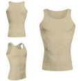 thumbnail image 1 of Beige XXL Men’s Slimming Body Shaper Tank Top, Tummy Control Shaping Shirt, 1 of 6