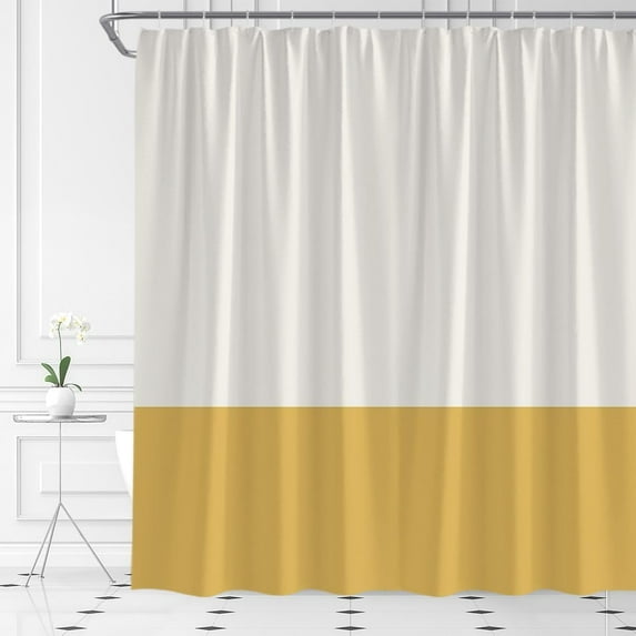 Beige Yellow Shower Curtain Boho Vintage Color Block Mid Century Modern Simplicity Textured Bright Natural Fabric Home Bathroom Decor with Hooks(84" Wx72 H)