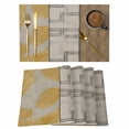thumbnail image 1 of Beige Yellow Textured Placemats Set of 12 Vintage Art Farmhouse Striped Place Mats Indoor Wipeable Table Mats Washable Cloth Dining Table Placemats for Kitchen Holiday Party Home Decor 13x19 Inch, 1 of 9