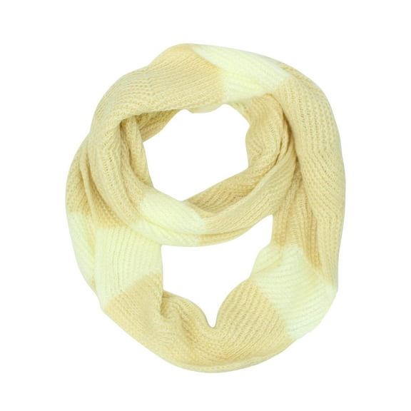 Beige Zigzag Chevron Winter Knit Circle Infinity Scarf
