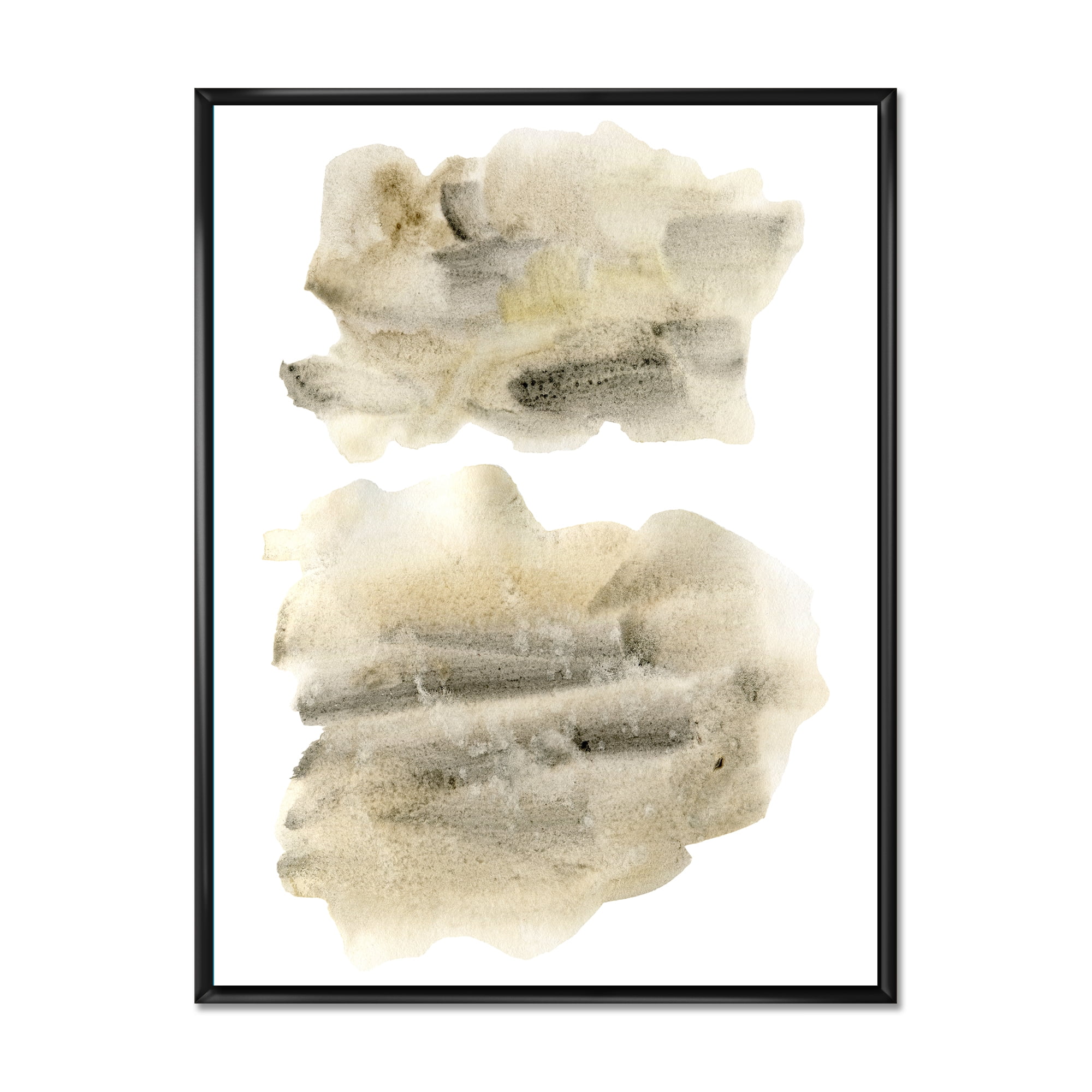 Beige and Black Clouds 30 in x 40 in Framed Painting Canvas Art Print, by Designart