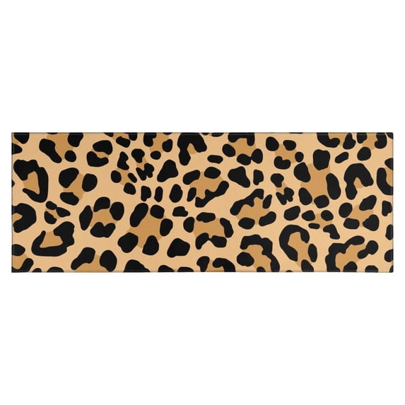Beige and Black Of Leopard Print Kitchen Rug Mat,Kitchen Runner Rugs Non Skid Washable,Decorative Kitchen Floor Mats for Kitchen,Sink,Laundry,17"X47"