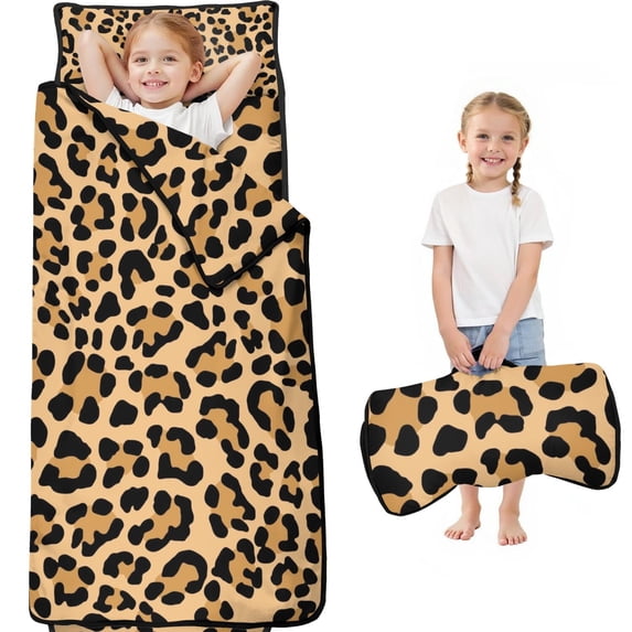 Beige and Black Of Leopard Print Toddler Nap Mats for Kids Preschool,Sleeping Mat Bag or Kids,Toddler Sleeping Bag,Toddler Nap Mat or Daycare