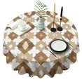 thumbnail image 1 of Beige and Brown Modern Art Geometric Round Tablecloth 60" X 60",Wrinkle Wipeable Table Cloth for Kitchen Dining Room Picnic Patio Party, 1 of 6