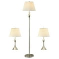 thumbnail image 1 of Beige and Brushed Nickel 3-Piece Lamp Set,Silver Metal Lighting Lamps, 1 of 5