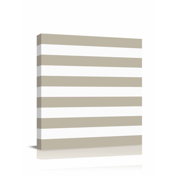 Beige and Canvas Wall Art, White Stripe Framed Wall Decor Modern Artwork Prints Painting for Living Room, Bedroom, Kitchen & Cafe Decor 24x24 Inch