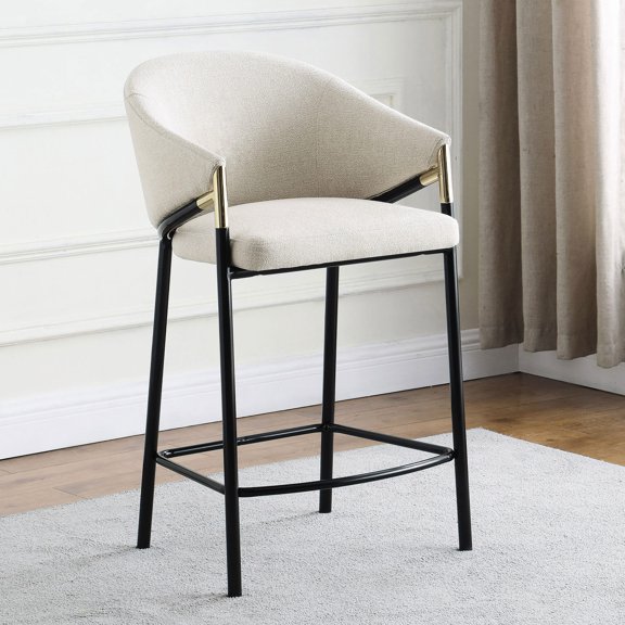Beige and Glossy Black Sloped Arm Stools Set / Comfort for Dining Table