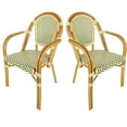 thumbnail image 1 of Beige and Green with Arms, French Bistro Patio Dining Chair by Chivari, 2 Chair Bundle by Chivari, 1 of 10