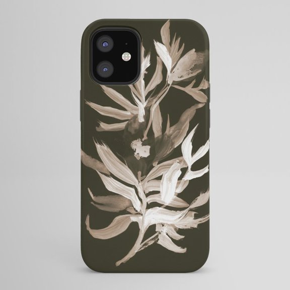 Beige and Off-White Botanical Brushstroke Tough Phone Case for Apple iPhone, Polycarbonate and TPU