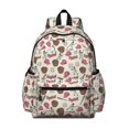 thumbnail image 1 of Beige and Pink Baseball Pattern Cute School Backpack with Padded Back and Adjustable Shoulder Straps 13.4"x11"x4.7", 1 of 5