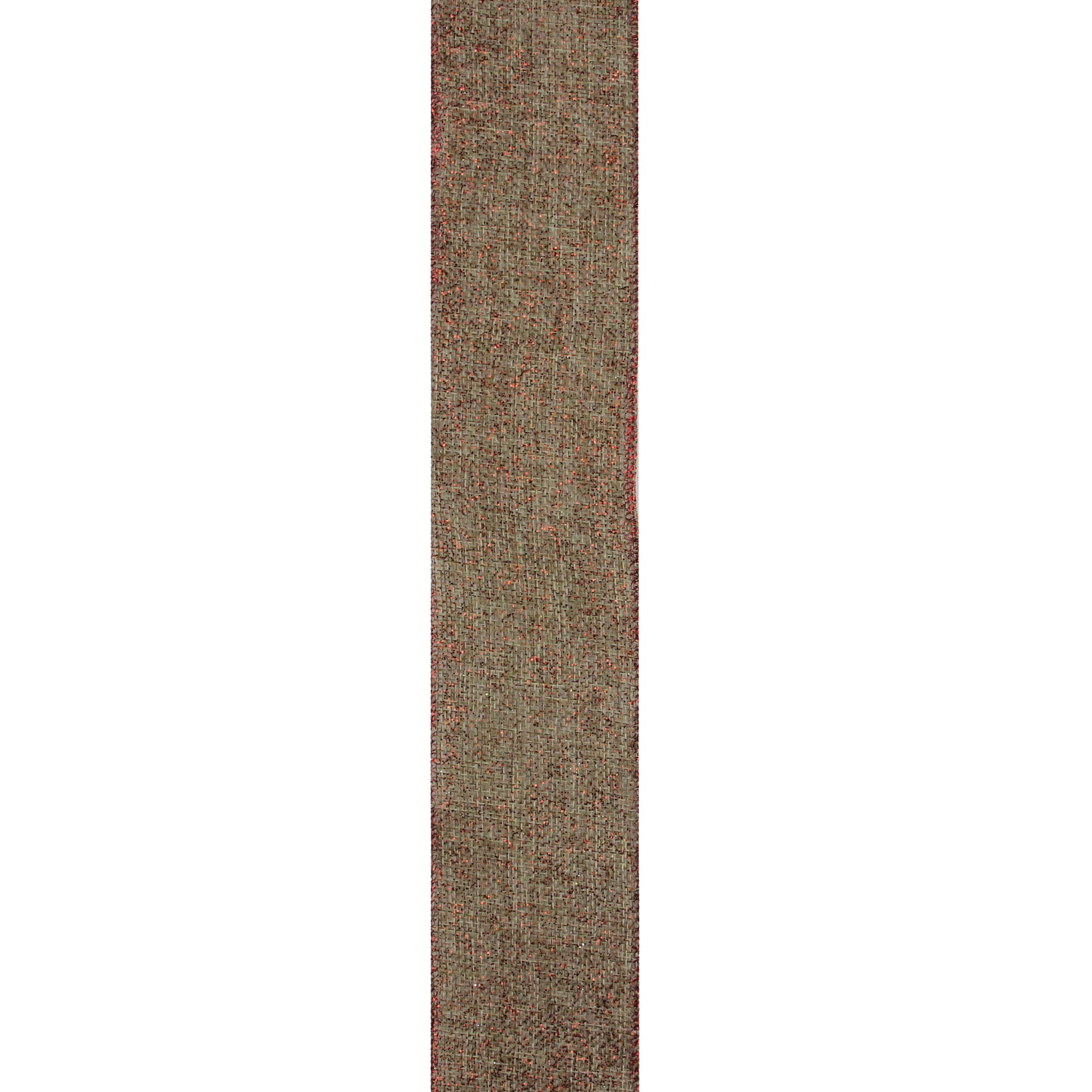 Beige and Red Solid Trim Wired Craft Christmas Ribbon 2.5" x 10 Yards