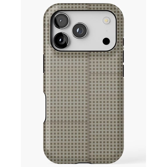 Beige and Taupe Micro-Check Grid Tough Phone Case, Dual-Layer ...