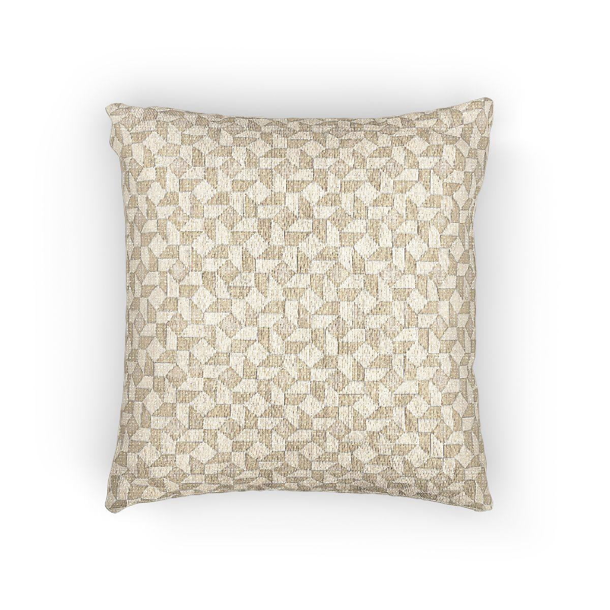 Tech Repeat Pattern Beige and White 3D Cube Geometric Woven Pillow, Repeating Optical ...