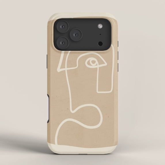 Beige and White Abstract Line Face Tough Case for Apple iPhone ...