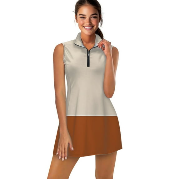 Beige and terracotta color palette Sports Dresses Women Tennis Dress Outdoor Badminton Golf Quick-Drying And Breathable Sports Dress