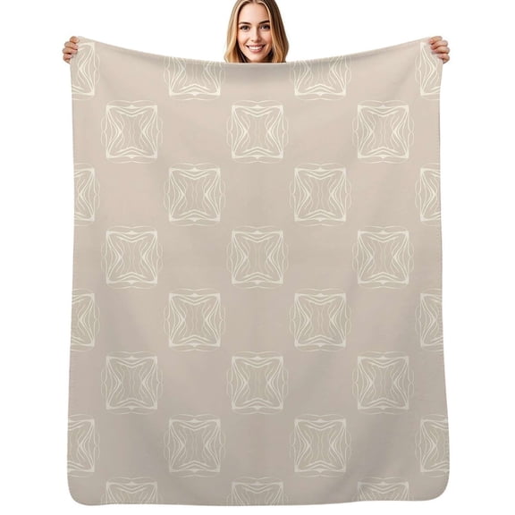 Beige background cream ornate pattern Soft Blanket Travel Bedding Throws Flannel Bedspread Sofa Bed Cover