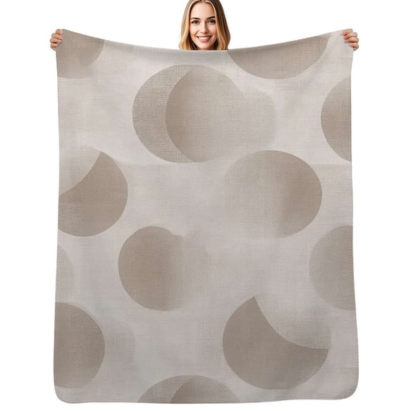 Beige circles textured fabric Flannel Blankets Soft Warm Throw Blanket Autumn Camping Bedroom Aesthetic Bedspread