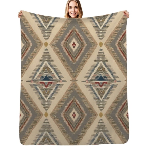 Beige diamond patterned fabric Soft Blanket Travel Bedding Throws Flannel Bedspread Sofa Bed Cover