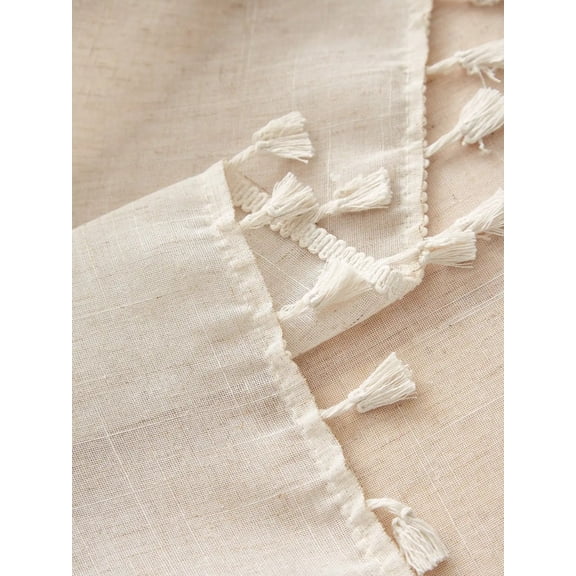 Beige linen square tablecloth, retro countryside style, kitchen living room coffee table decoration tablecloth