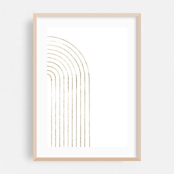 Beige minimalist arch - Line Drawing Minimalist Abstract Line Art Geometric Boho Modern Art Pattern Oak Framed Wall Art Print 20 x 30 inches