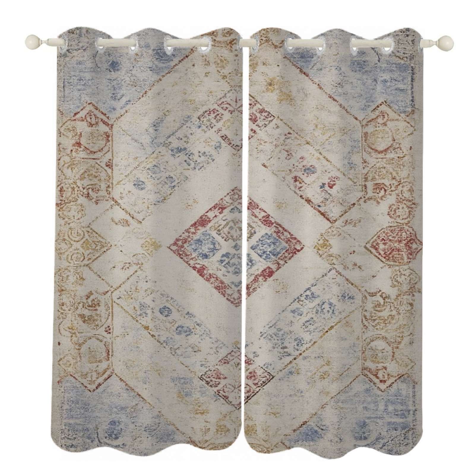 Beige rug geometric pattern design Sunshade Curtains Home Bedroom ...