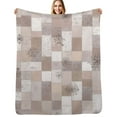 thumbnail image 1 of Beige tiles floral pattern design Flannel Blankets Soft Warm Throw Blanket Autumn Camping Bedroom Aesthetic Bedspread, 1 of 6