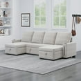 thumbnail image 1 of BeigeUShapedSectional:StorageConvertibleDesignComfortableSeatingforLivingRoom97characters, 1 of 20
