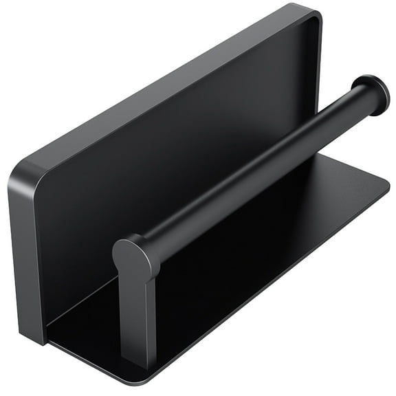Beijiahe 1 Pcs Black Kitchen Paper Towel Holder, 10.98*4.33inch Paper Towel Holder Under Cabinet, Toilet Paper Holder Metal Storage Rack Kitchen Towel Placement Bathroom Roll Paper Holder