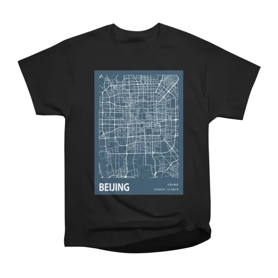 Beijing Blueprint City Map T-Shirt Tee Gift For Him Merch For Her ...