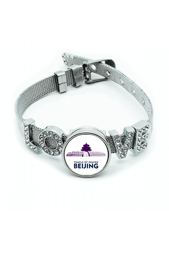 Beijing China Temple Heaven Bracelet Wristband Crystal Love Adjustable Bangle