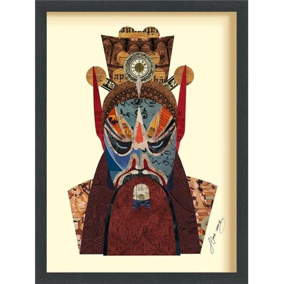 Beijing Opera Mask No.2 - Dimensional Art Collage Hand Signed by Alex Zeng Framed Graphic Wall Art