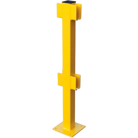 Global Industrial Steel Lift-Out Guard Rail In-Line Post, Double-Rail, 42"H, Yellow