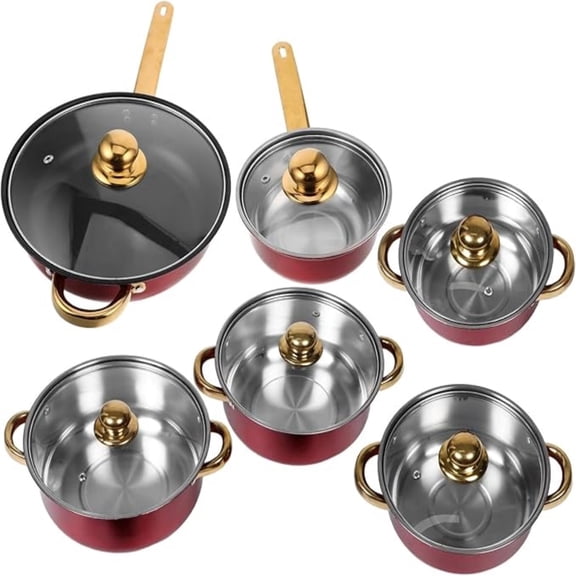 Beiled Red Non Stick Pots and Pans Set, 12-Piece