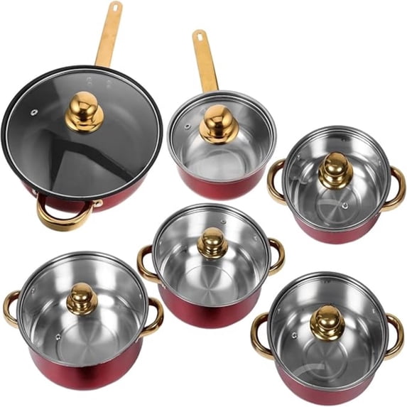 Beiled Red Non Stick Pots and Pans Set, 12-Piece