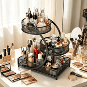 Beiled 3-Tier Bathroom Counter Organizer Countertop Storage Organizer Makeup Organizer Space Saving Vanity Trays   Black