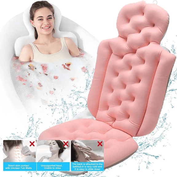Beiled Bath Pillow - Extra Seat Cushioning - Plush Comfort Spa Bathtub Full Body Mat Bath Cushion
