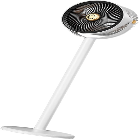 Beiled Four Height Adjustable 360-Degree Five Speed Charging Desktop Floor Fan, White Gray