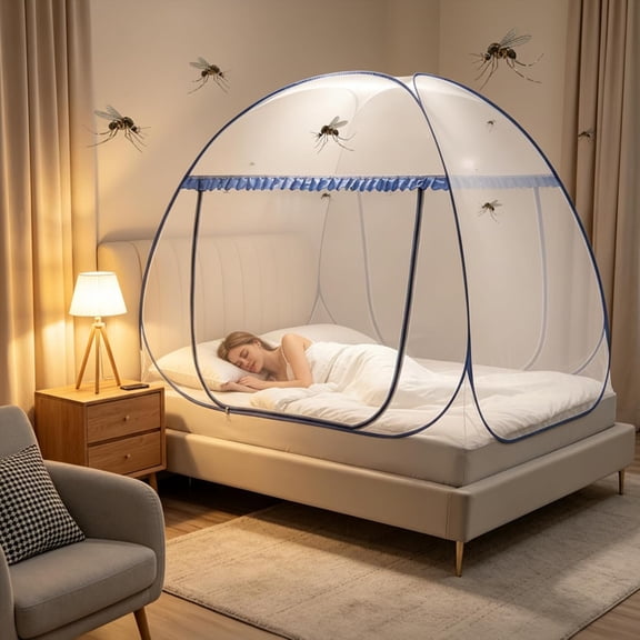 Beiled Mosquito Net Pop up Tent for Bed,Bed Canopy with Net Bottom,Mosquito Netting Bed Tent,Bed,Suit for Indoor Outdoor,Camping Tent,Insect Screen