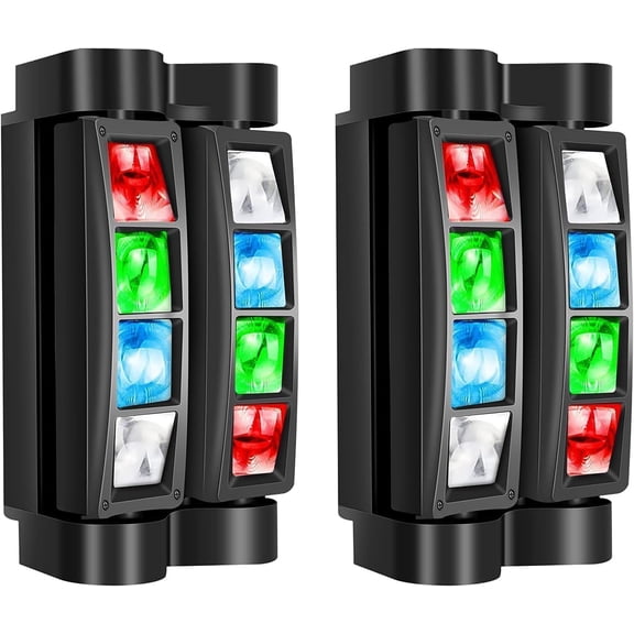 Beiled Moving Head DJ Lights,Stage Lights for Parties, RGBW 8x3W LED Spider Lights, Sound Activated & DMX-512 for Party, Pub, Wedding Event, Club, Disco Stage Lighting(2 Pack)