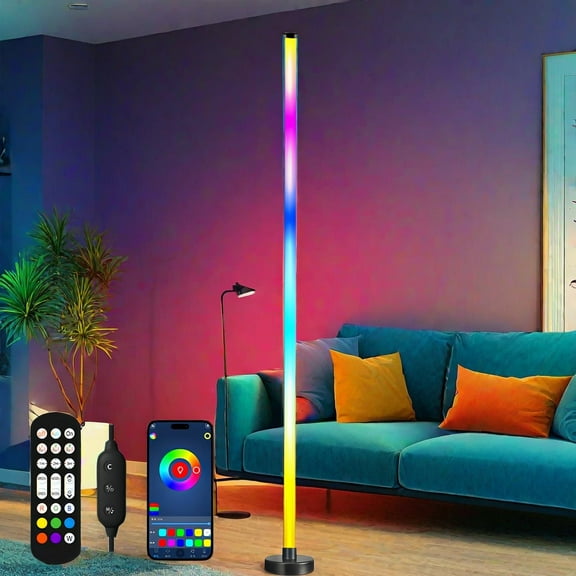 Beiled RGB Corner Lamp,LED Corner Lamp with Remote,USB Smart APP RGB Floor Light Music Sync and 16 Million Colors for Bedroom Living Room