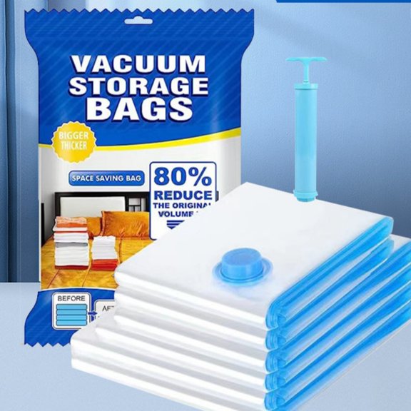 Beiled Vacuum Compression Bag, 12 Piece Set, with Hand Pump, (5 Medium+5 Large 2 Extra Large) Compressed Plastic Storage Bag