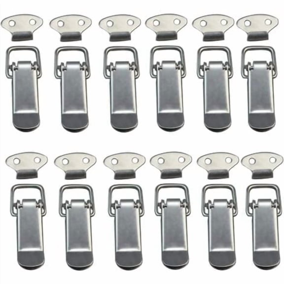 Beilin 12Pcs Hood Catch, Lever Latch, Toggle Catch Spring Loaded Clasp with Stainless Steel Hook for Cabinet, Box, Drawer, Cupboard