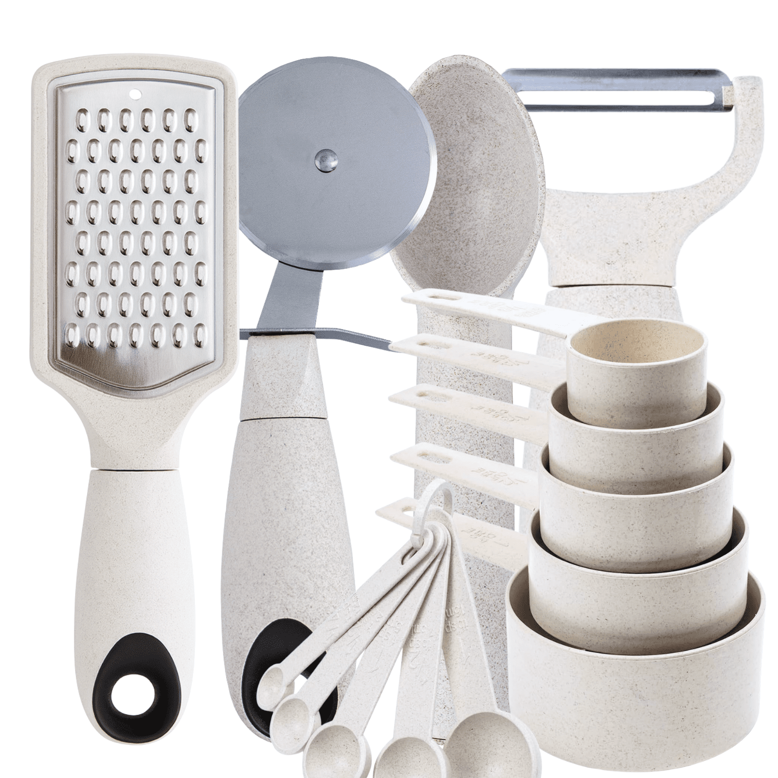 Beille 14pc Wheat Straw Kitchen Utensil Set Peeler Cutter Grater Spoons ...