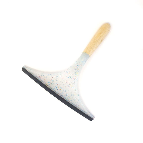 Beille 1pc Bamboo and TPR Rubber Blade Shower Squeegee Bathroom Cleaning Supplies Household Essentials, Multicolor