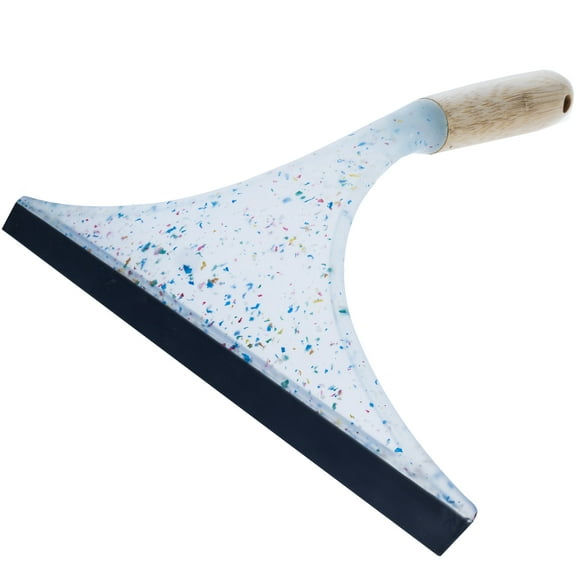 Beille 1pc Bamboo and TPR Rubber Blade Shower Squeegee for Glass Doors Bathroom Cleaning Supplies Household Essentials, Multicolor