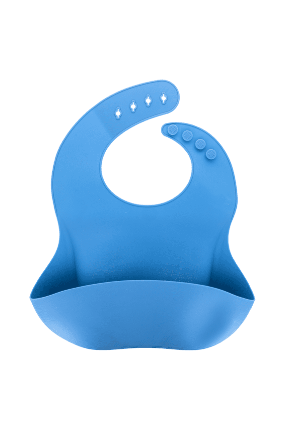 1pc Blue Baby Adjustable Silicone Bib Toddler Food Pouch Ages One and Up